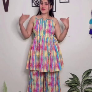 Multicolor Striped Strap Co-Ord Set for Women