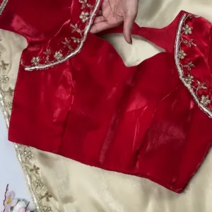 Elegant Red Designer Embroidered Readymade Blouse
